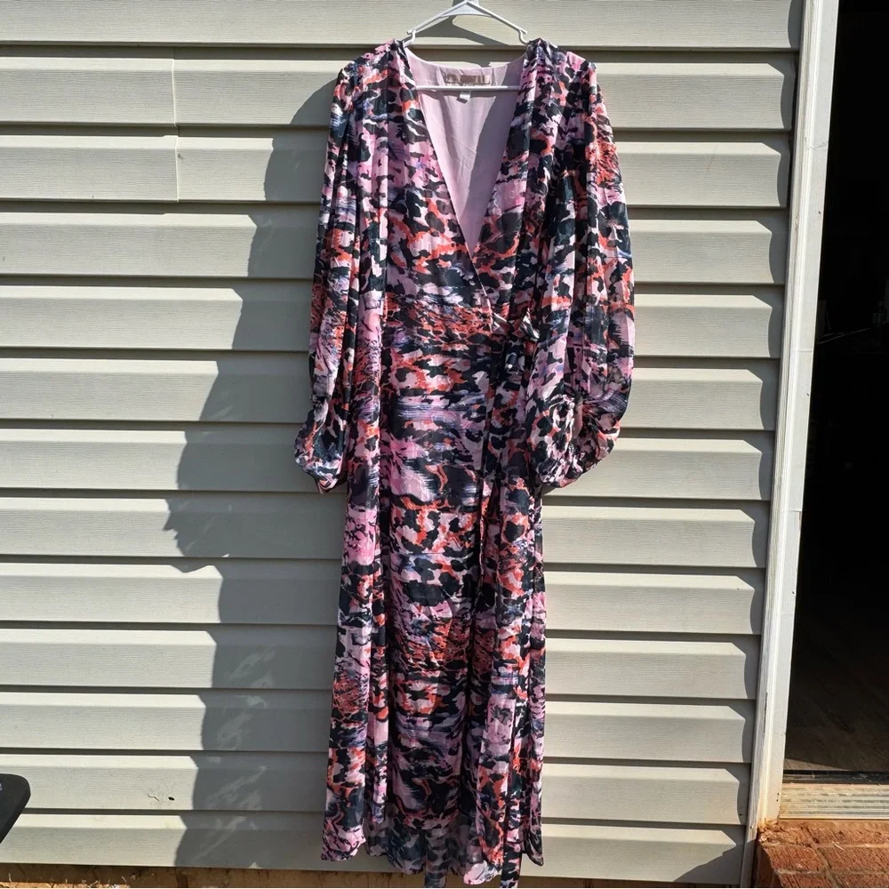 Hutch Anthropologie Lindie Wrap Maxi Dress Women’s Large Abstract Print Long